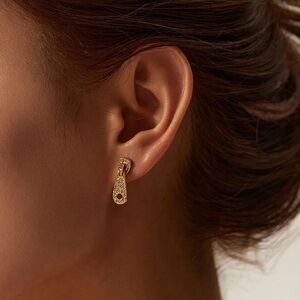 18k Gold Plated Cubic Zirconia Zip Drop Earrings